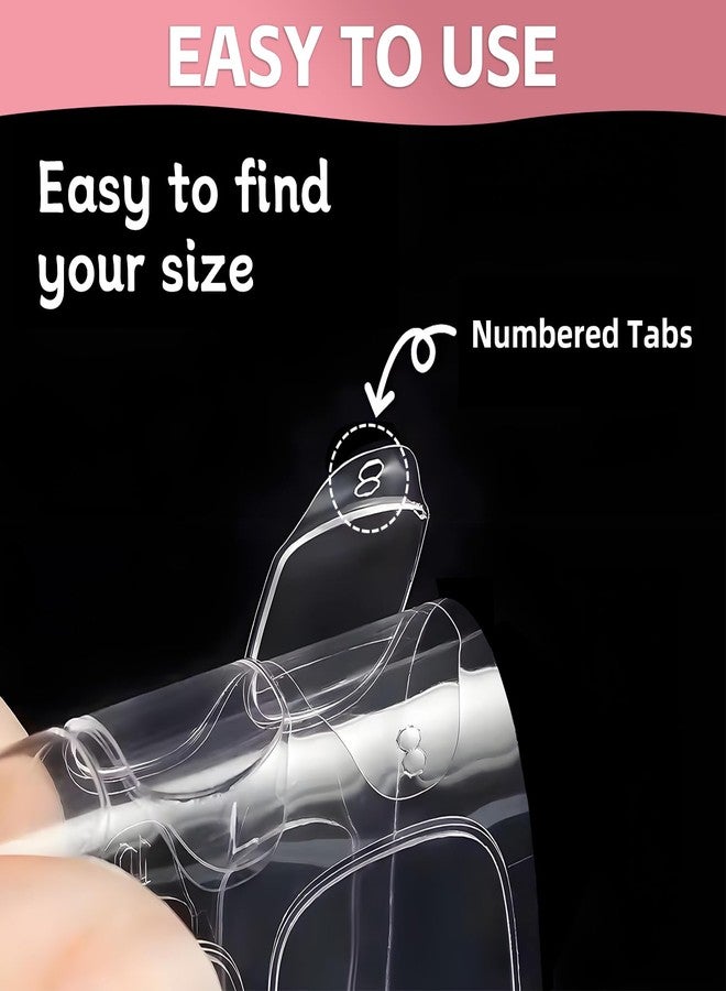 uadbau 10 Sheets Nail Adhesive Tabs, 300 Pcs Clear Nail Stickers for Press Ons, 15 Sizes Long-Lasting Double-Sided Jelly Sticky Tabs for Nails, Waterproof Nail Adhesive Tabs - Image 2